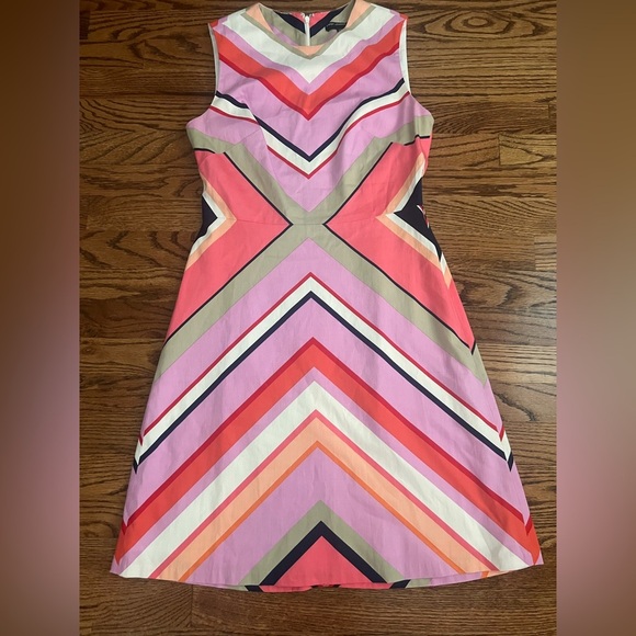 Maggy London Pink and Orange Sleeveless Midi Dress - Size 2 - Picture 1 of 6